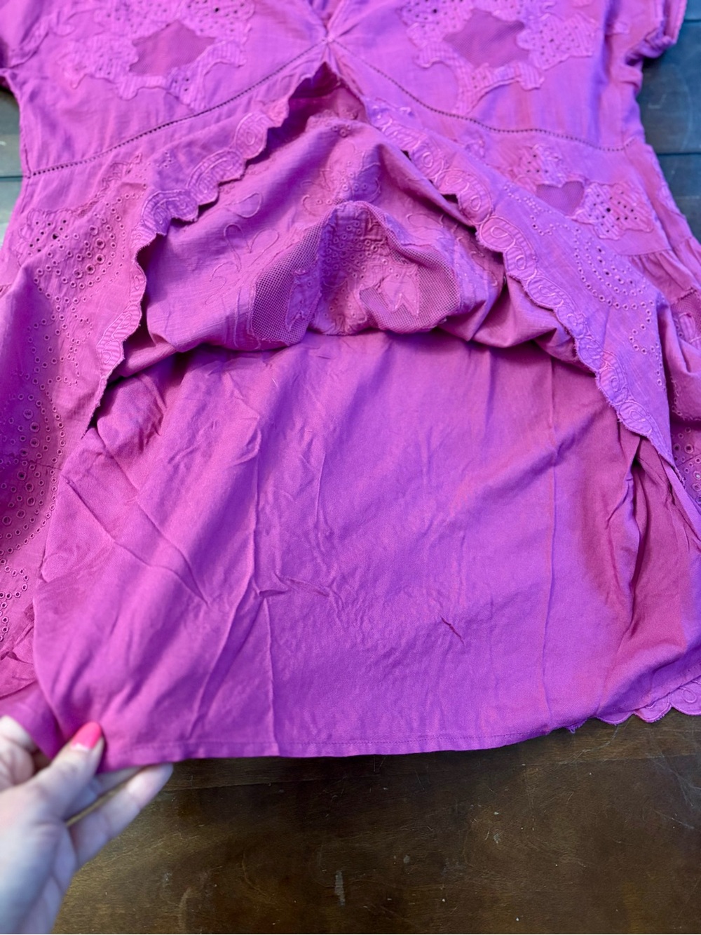 Free People Magenta Embroidered V-Neck Mini Dress - Picture 16 of 16